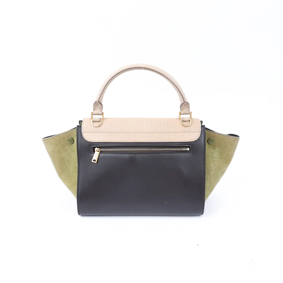 Celine Trapeze Beige Leather Suede Handbag