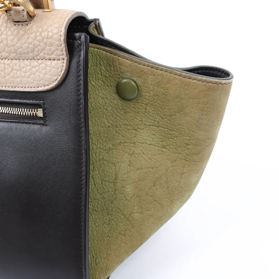 Celine Trapeze Beige Leather Suede Handbag