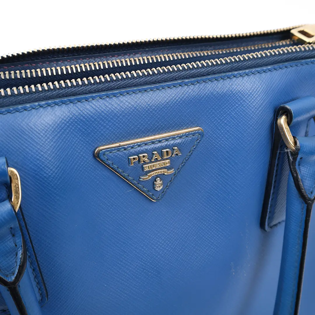 Prada Galleria Blue Saffiano Leather Handbag