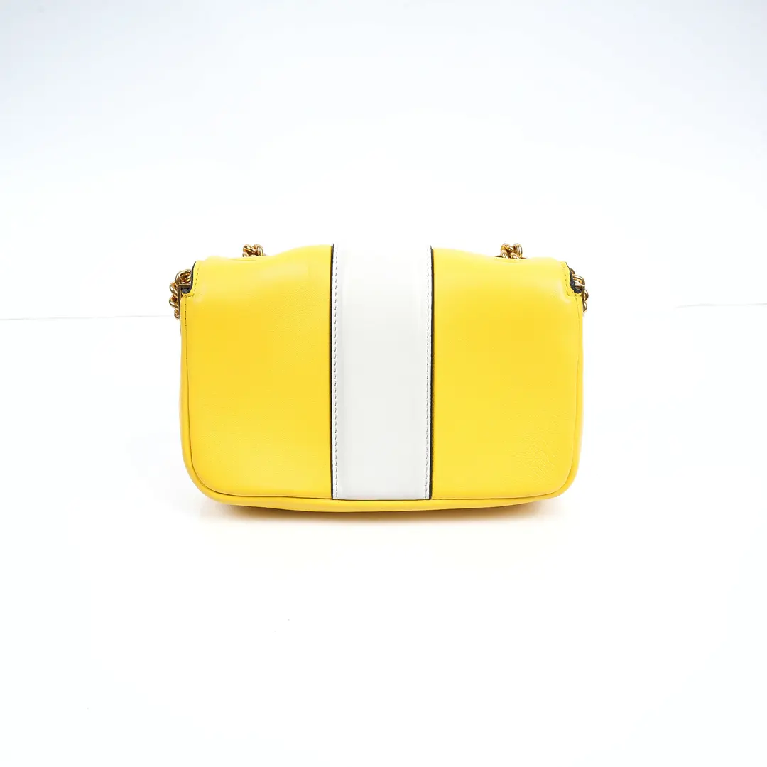 Fendi Baguette Chain Yellow Leather Shoulder Bag