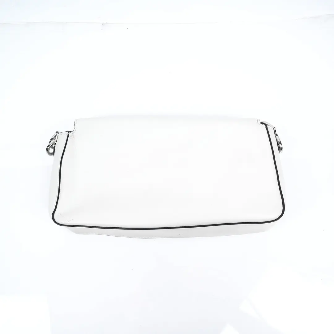 Fendi Baguette White Leather Shoulder Bag