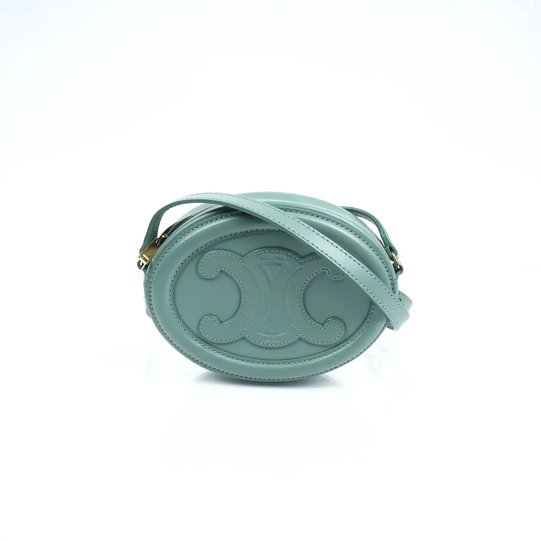 Celine Oval Cuir Triomphe Green Leather Crossbody Bag