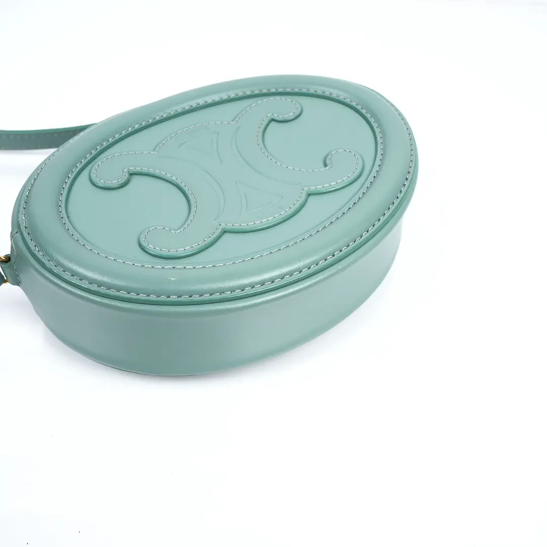 Celine Oval Cuir Triomphe Green Leather Crossbody Bag