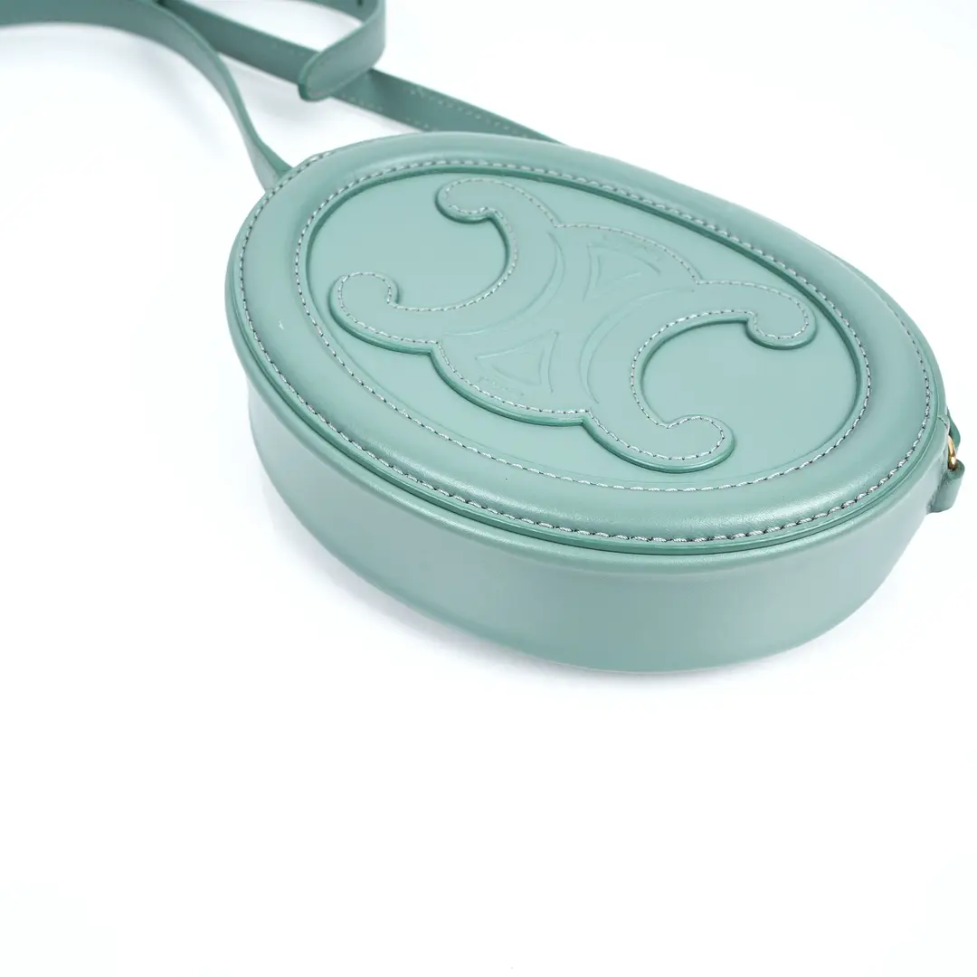 Celine Oval Cuir Triomphe Green Leather Crossbody Bag