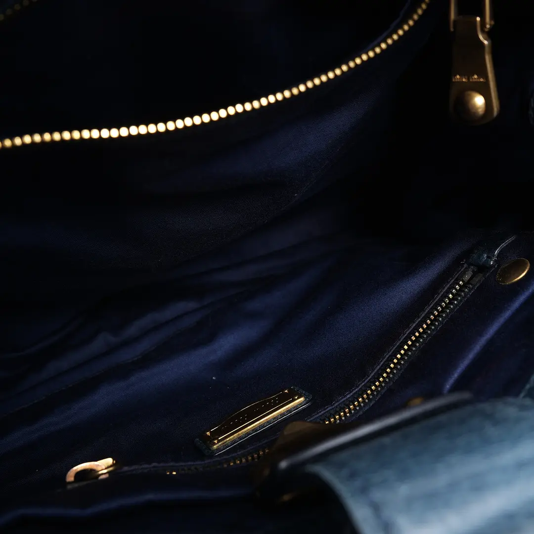 Miu Miu Sequin Push-Lock Blue Sequin Handbag