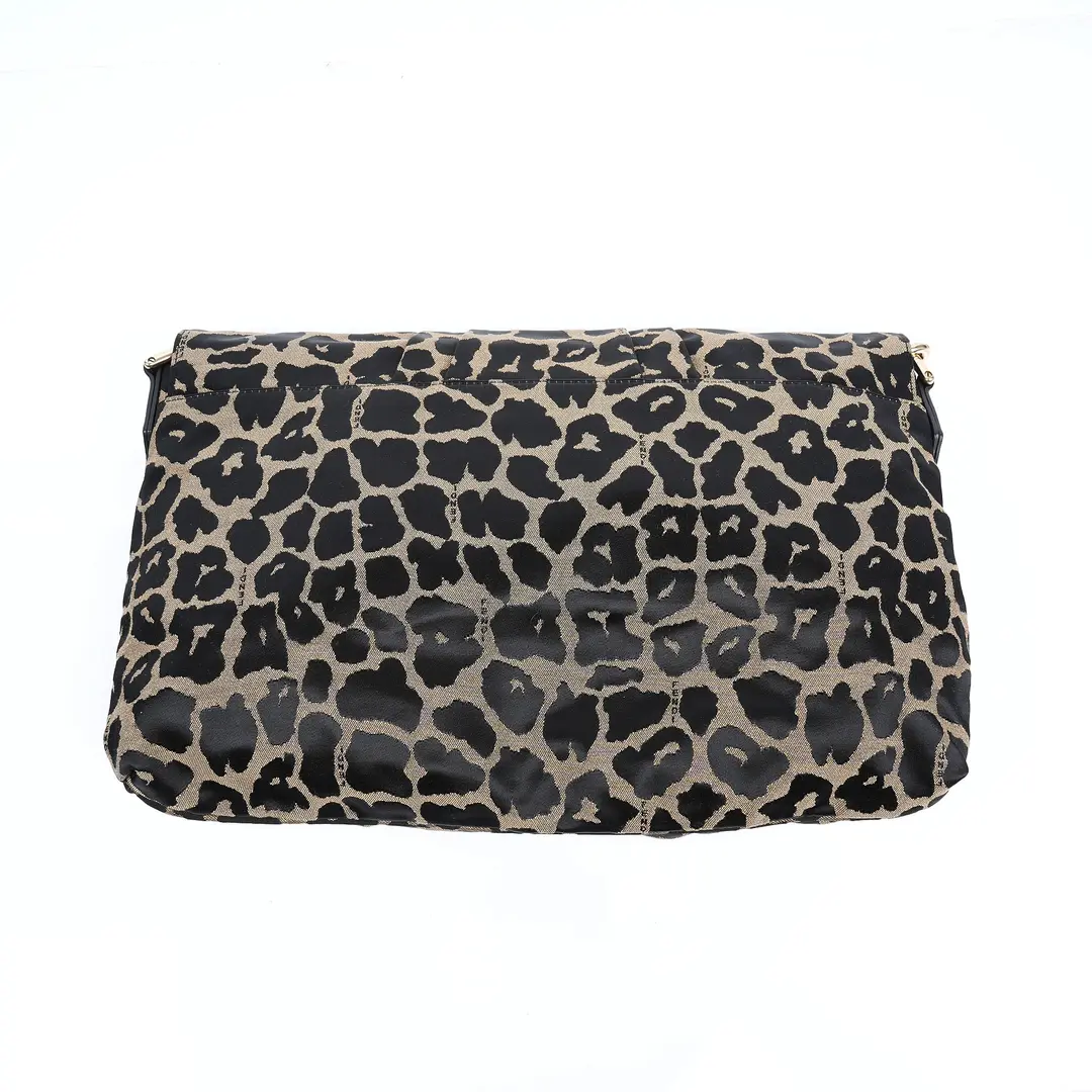 Fendi Mia Brown Leopard Canvas Clutch