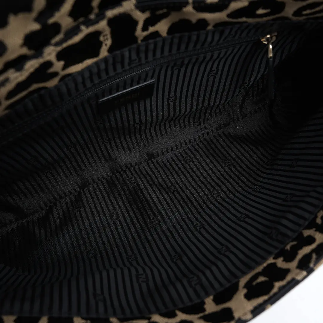 Fendi Mia Brown Leopard Canvas Clutch