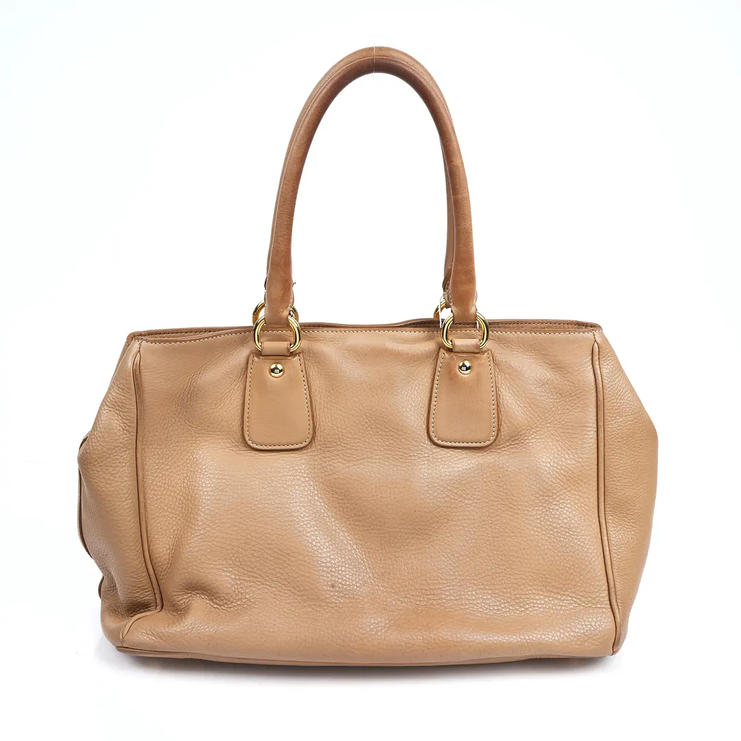 Prada Vitello Daino Beige Leather Tote Bag