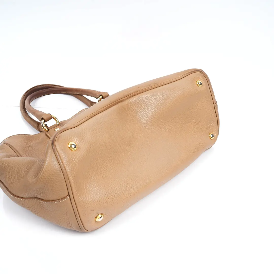 Prada Vitello Daino Beige Leather Tote Bag