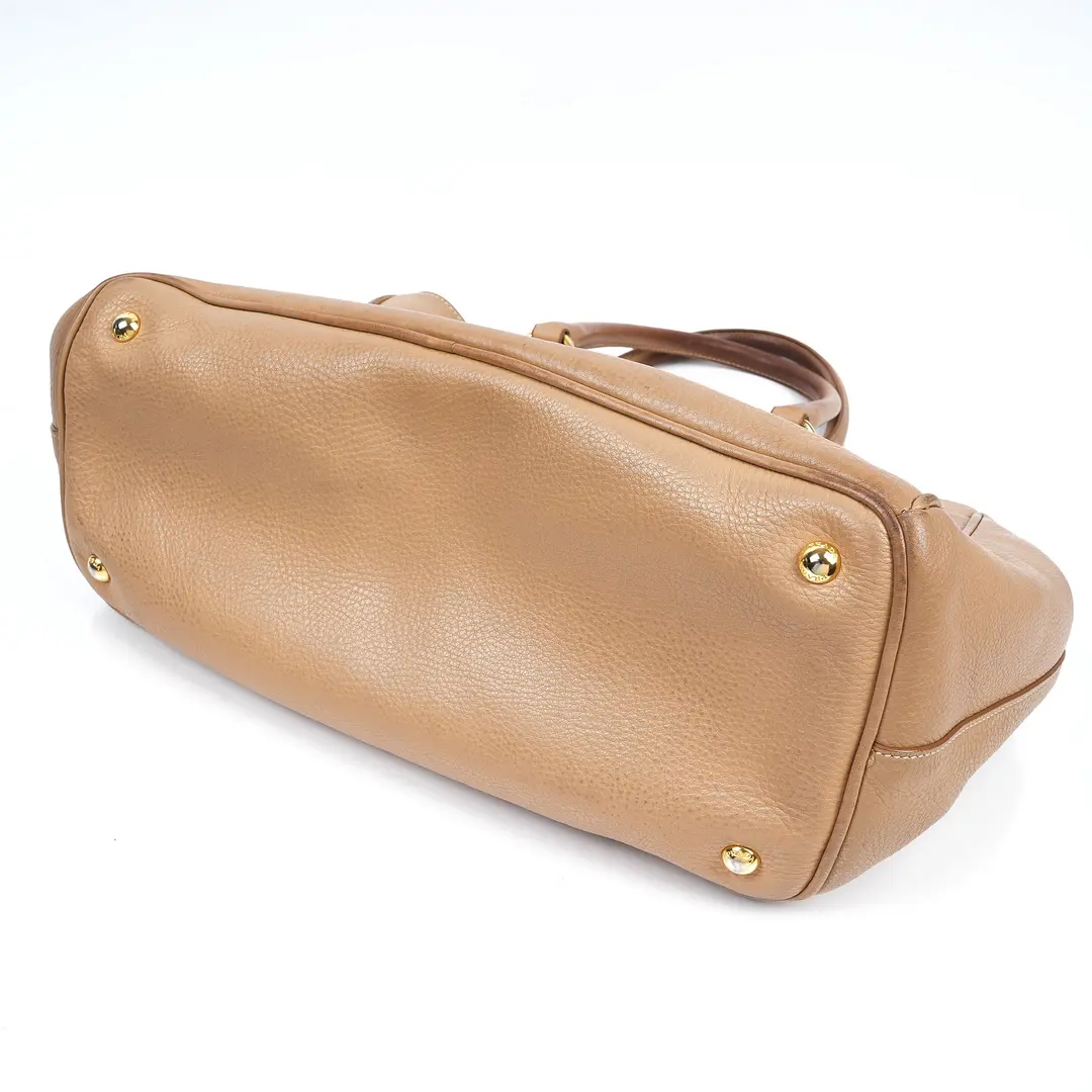 Prada Vitello Daino Beige Leather Tote Bag