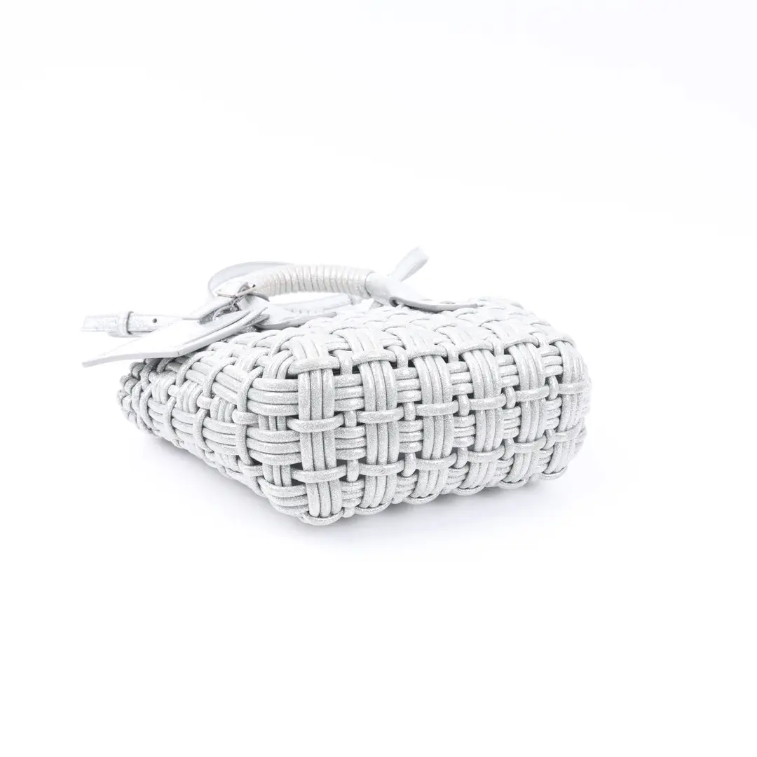 Balenciaga Bistro Silver Woven Basket Bag