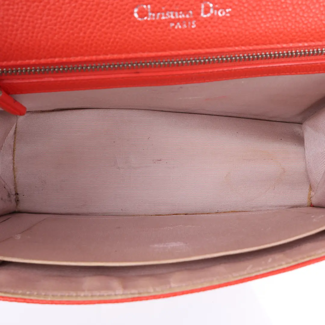 Dior Diorama Red Grained Leather Shoulder Bag