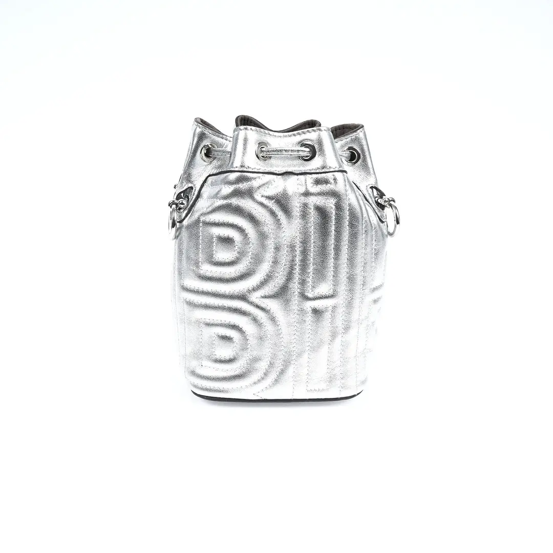 Fendi Mon Tresor Silver Metallic Leather Mini Bucket Bag
