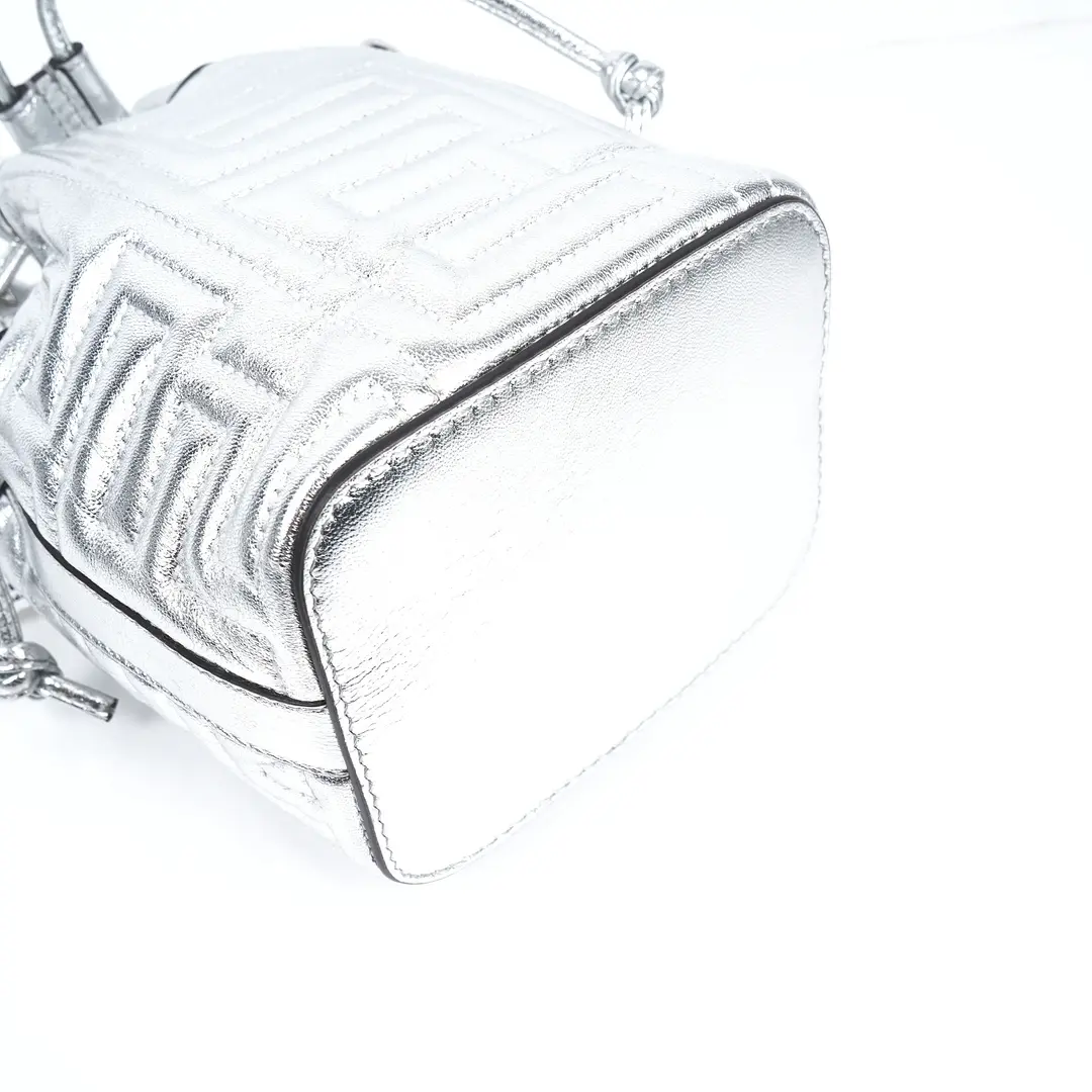 Fendi Mon Tresor Silver Metallic Leather Mini Bucket Bag