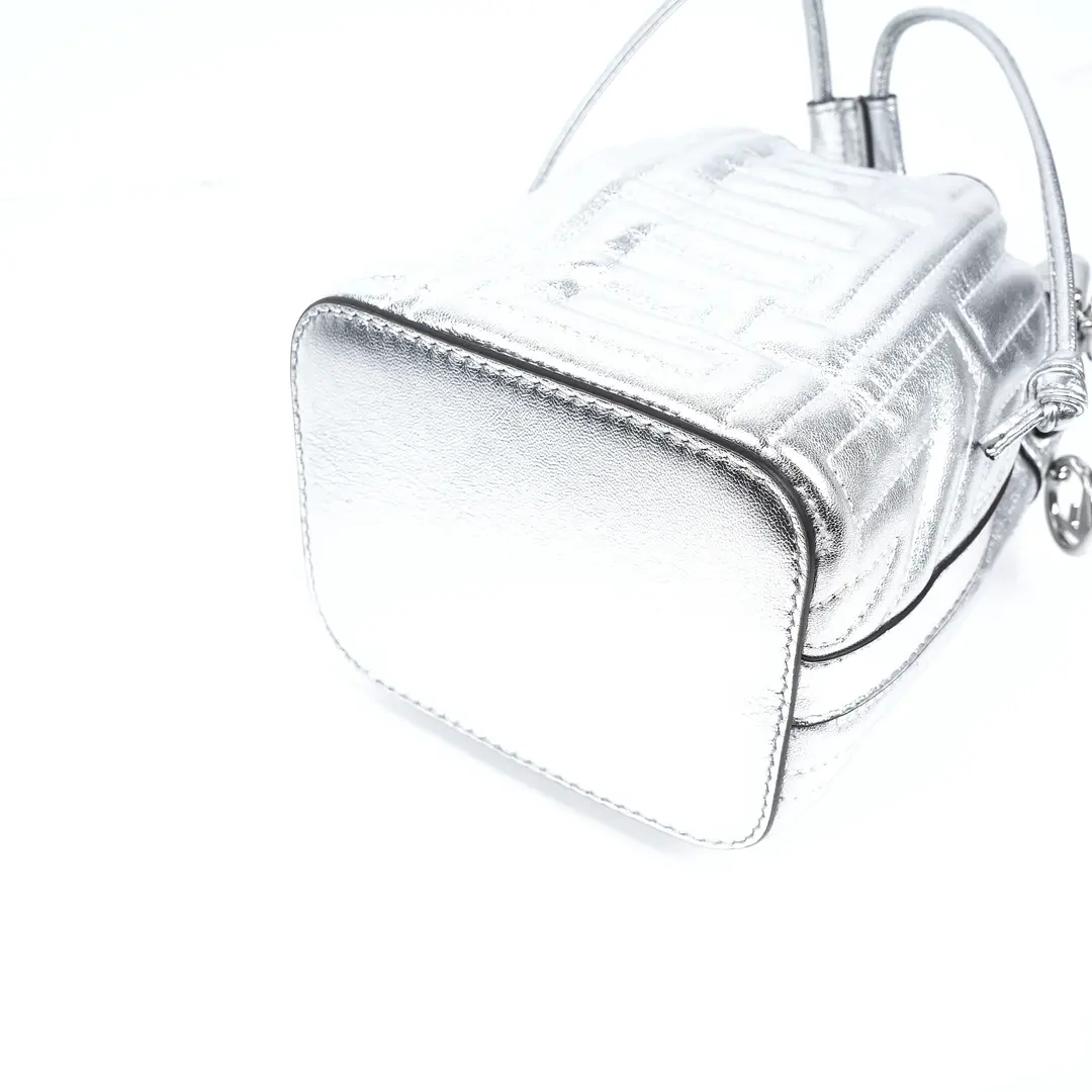 Fendi Mon Tresor Silver Metallic Leather Mini Bucket Bag