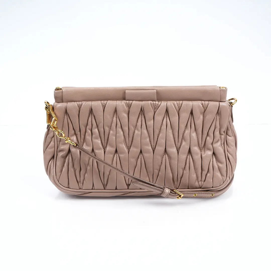 Miu Miu Matelasse Pink Leather Shoulder Bag