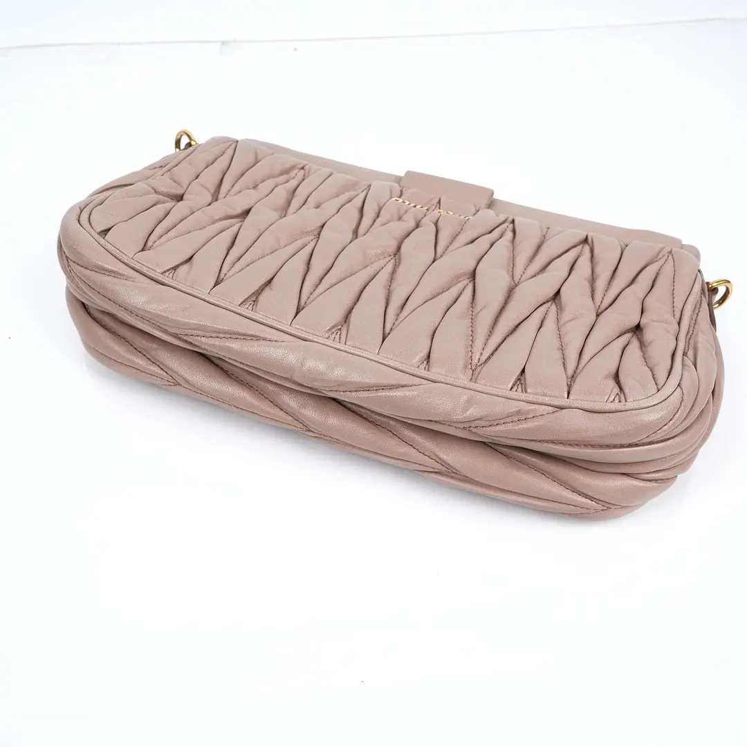 Miu Miu Matelasse Pink Leather Shoulder Bag