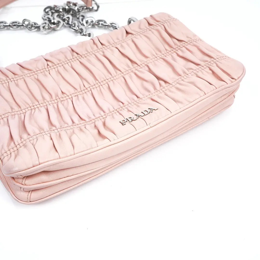 Prada Nappa Gaufre Pink Leather Shoulder Bag