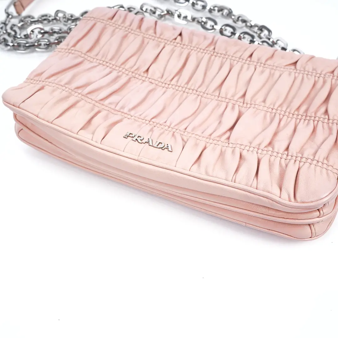 Prada Nappa Gaufre Pink Leather Shoulder Bag