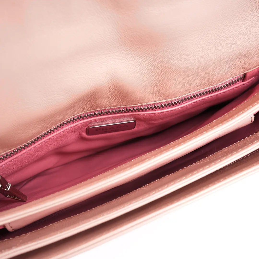 Prada Nappa Gaufre Pink Leather Shoulder Bag