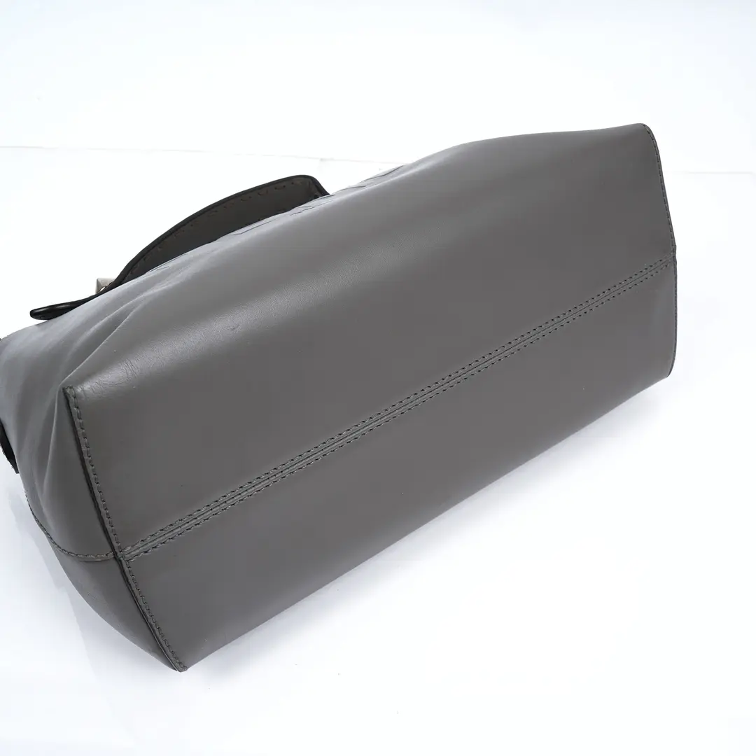 Fendi By The Way Gray Leather Boston Bag