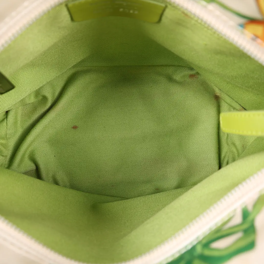 Salvatore Ferragamo Tropical Print Green Leather Tote Bag