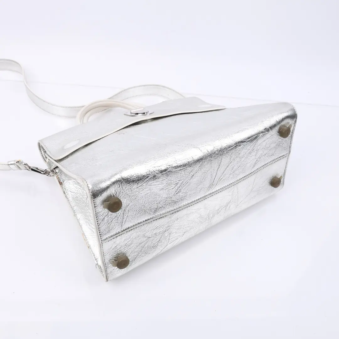 Dior Diorama Club Silver Metallic Leather Shoulder Bag