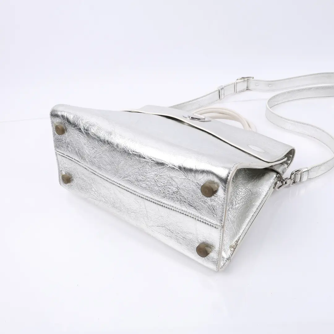 Dior Diorama Club Silver Metallic Leather Shoulder Bag