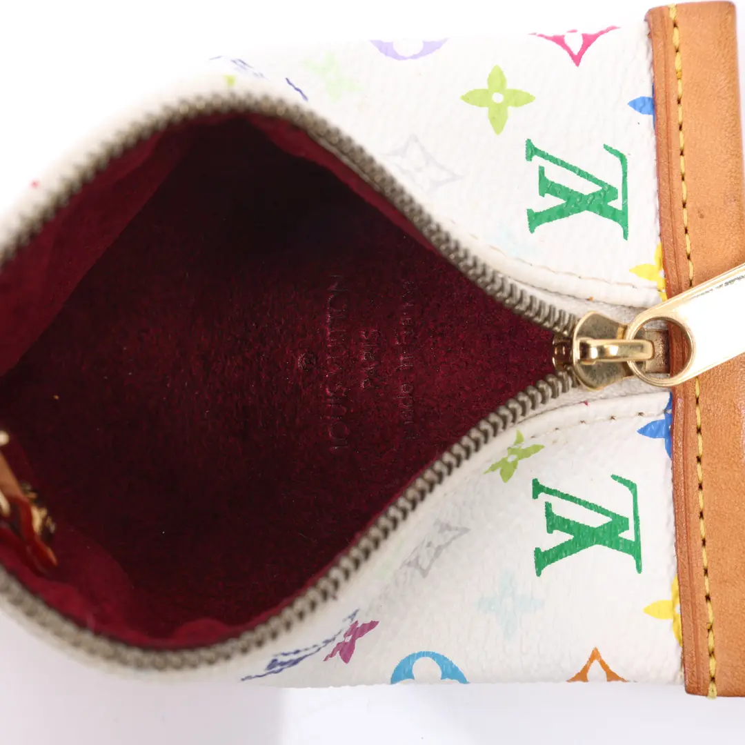 Louis Vuitton Porte Monnaie Bouboule White Multicolore Coin Case