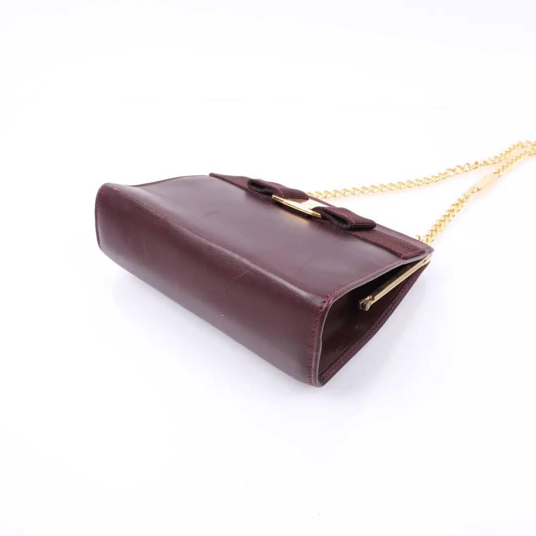 Salvatore Ferragamo Vara Bow Burgundy Leather Shoulder Bag