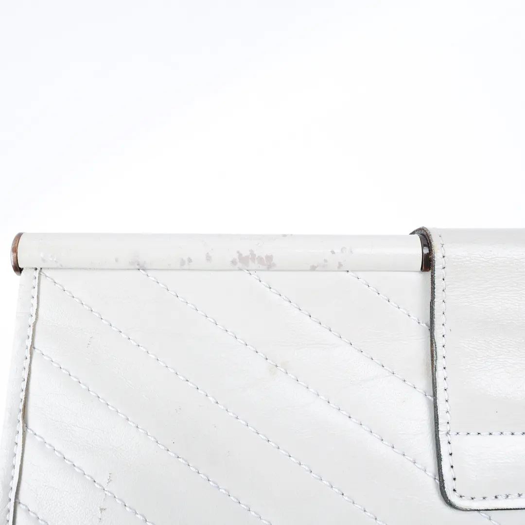 Yves Saint Laurent Vintage Chevron White Leather Clutch