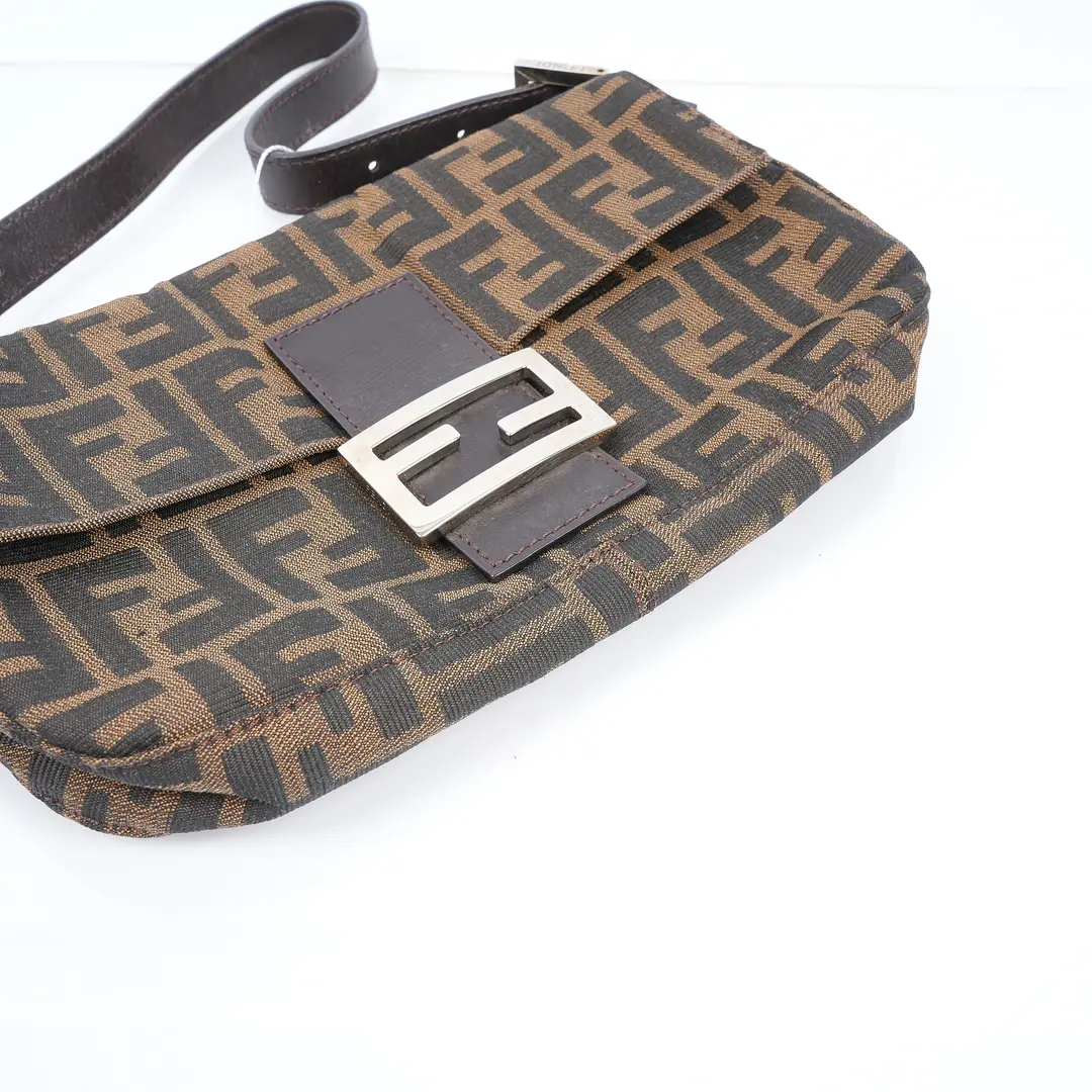 Fendi Baguette Brown Zucca Canvas Shoulder Bag