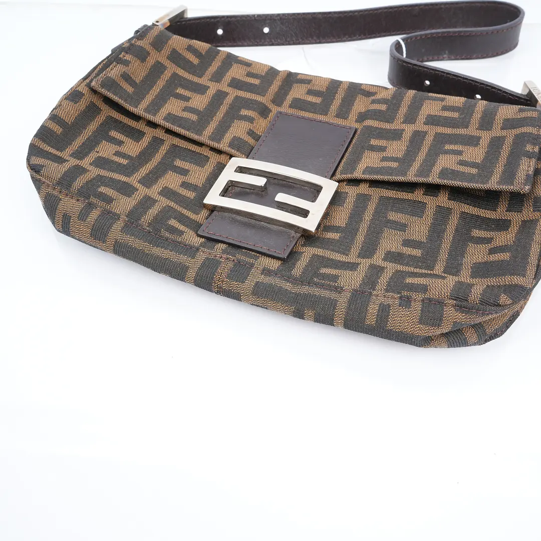 Fendi Baguette Brown Zucca Canvas Shoulder Bag