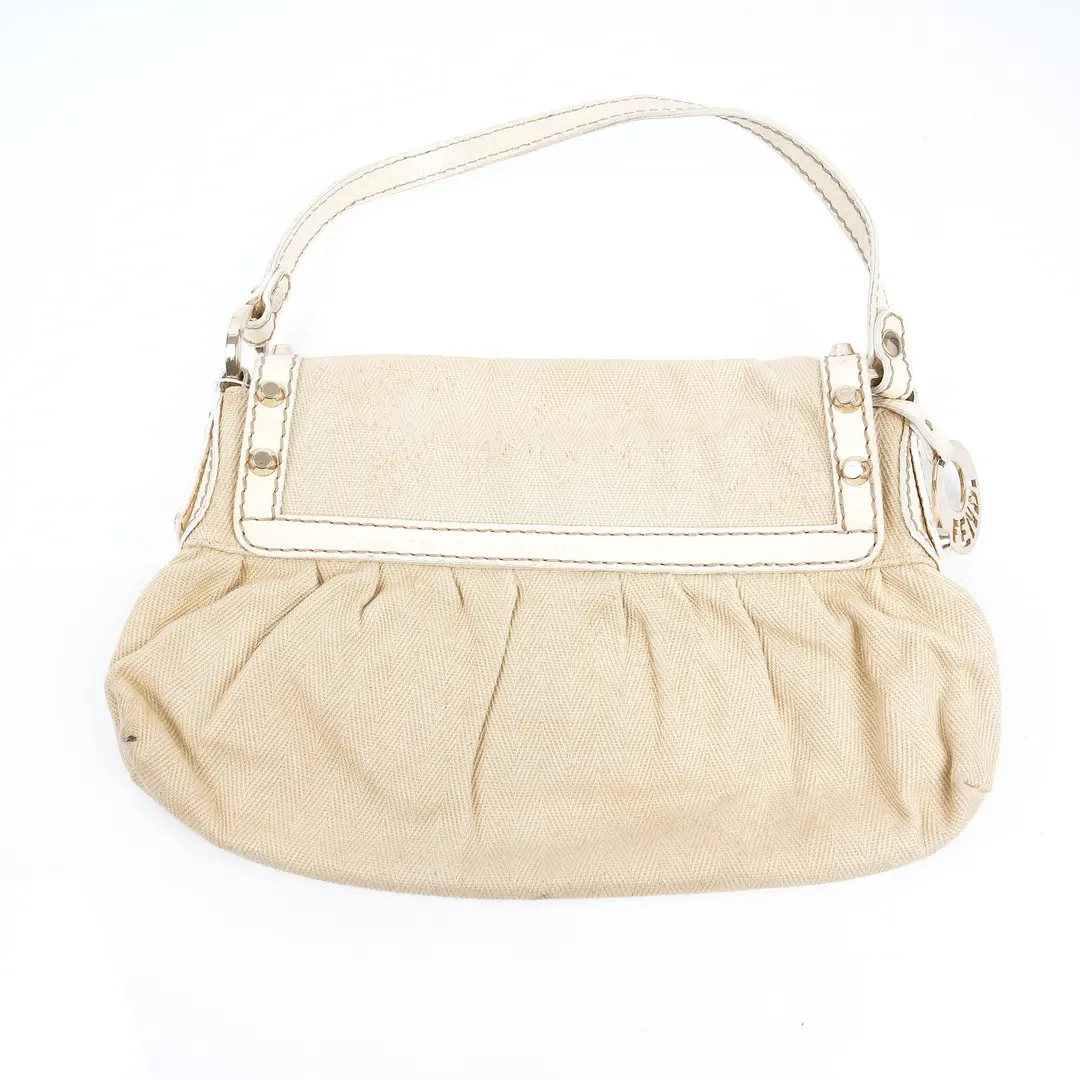 Fendi Chef Beige Canvas Shoulder Bag