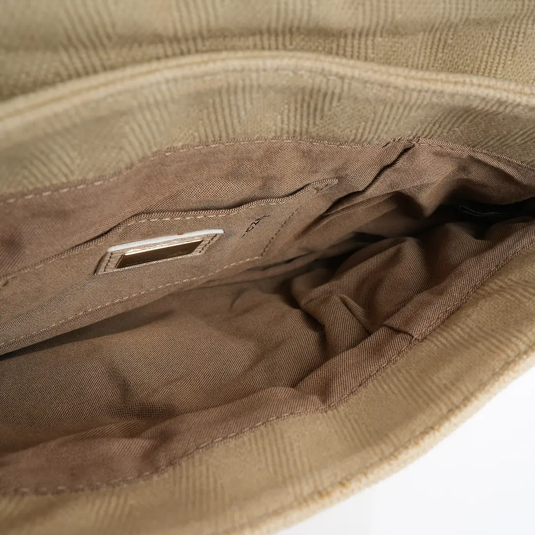 Fendi Chef Beige Canvas Shoulder Bag