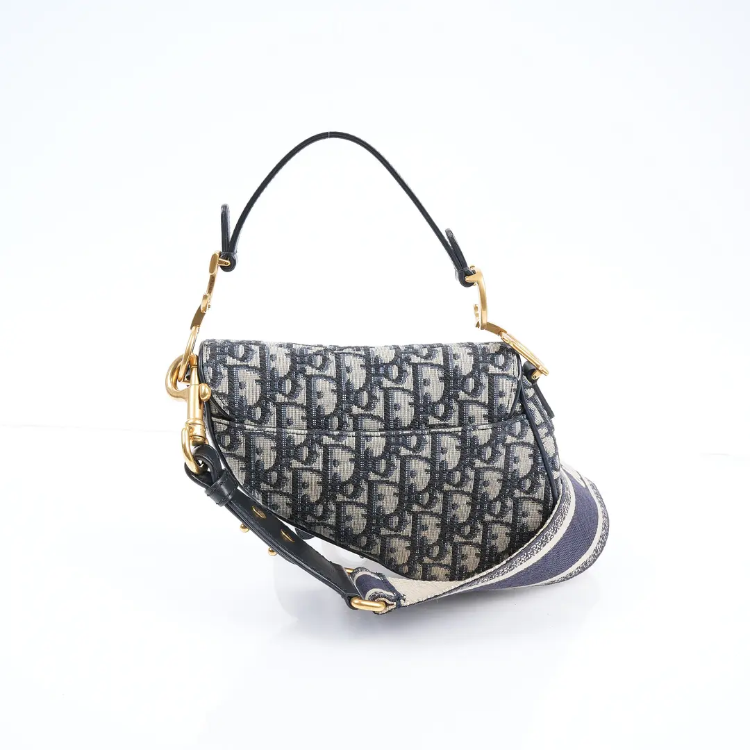 Dior Saddle Blue Oblique Canvas Shoulder Bag