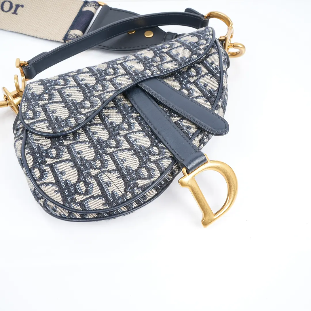 Dior Saddle Blue Oblique Canvas Shoulder Bag