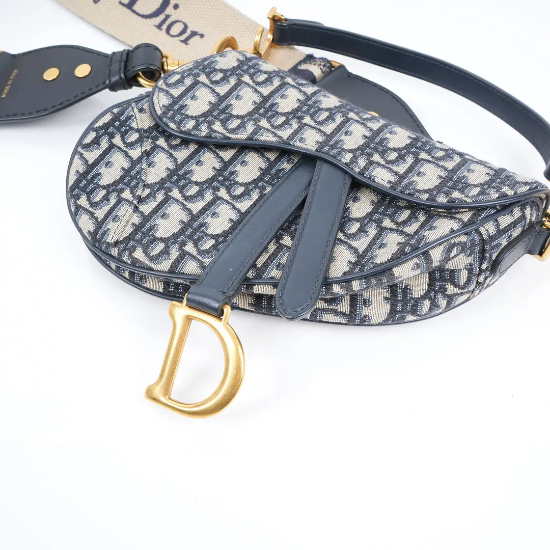 Dior Saddle Blue Oblique Canvas Shoulder Bag