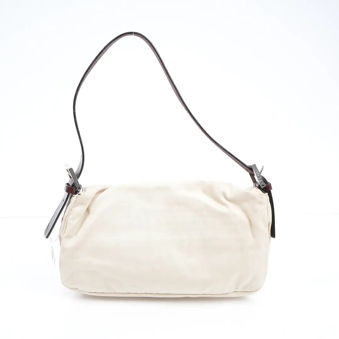 Fendi Baguette White Nylon Shoulder Bag