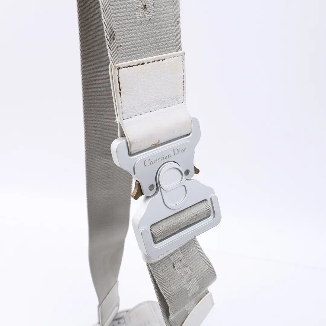 Dior Newspaper Print Saddle White Leather Crossbody Bag