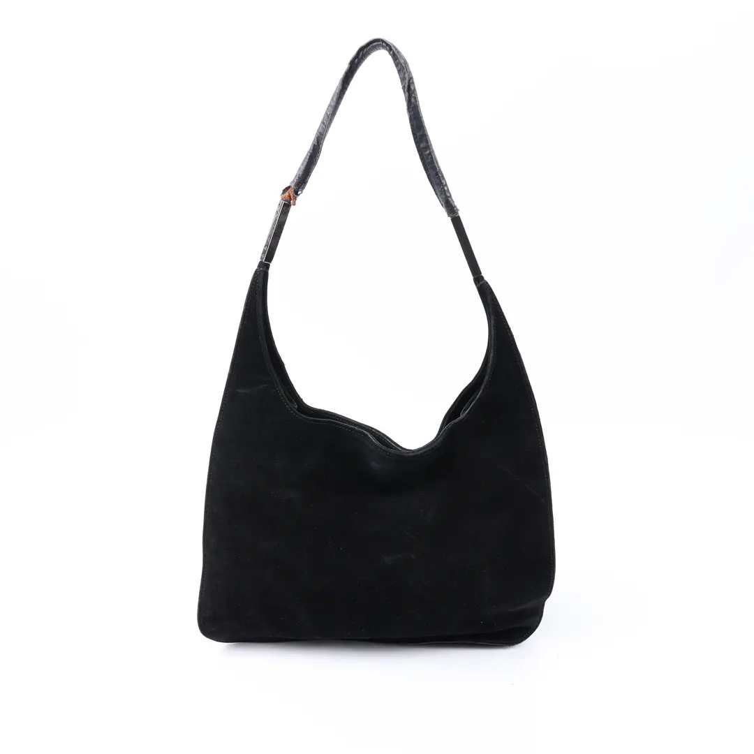 Gucci Vintage Black Suede Hobo Shoulder Bag
