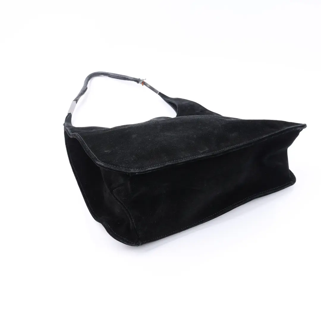 Gucci Vintage Black Suede Hobo Shoulder Bag