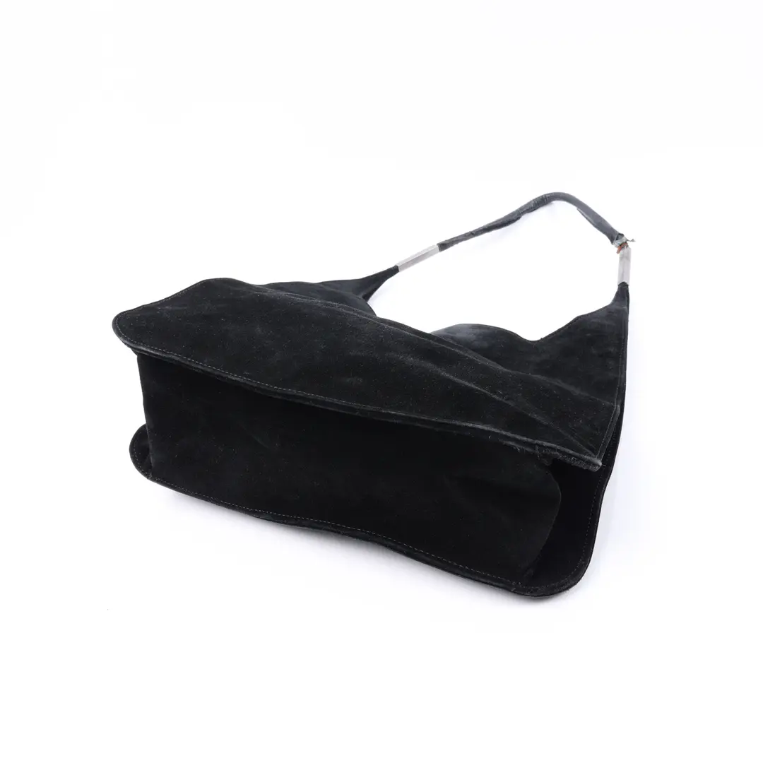 Gucci Vintage Black Suede Hobo Shoulder Bag