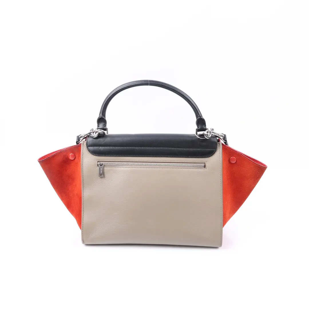 Celine Trapeze Beige Leather Suede Handbag
