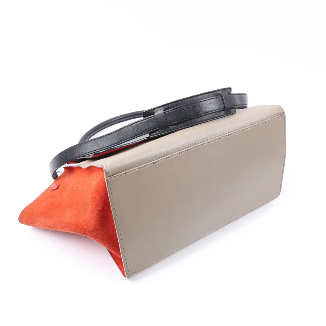 Celine Trapeze Beige Leather Suede Handbag