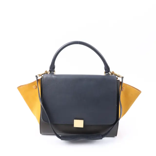 Celine Trapeze Blue Leather Suede Shoulder Bag