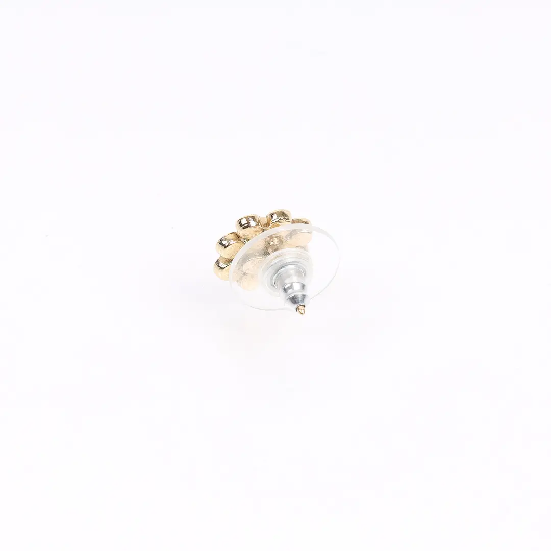 Chanel CC Logo Crystal Flower Gold Metal Earring