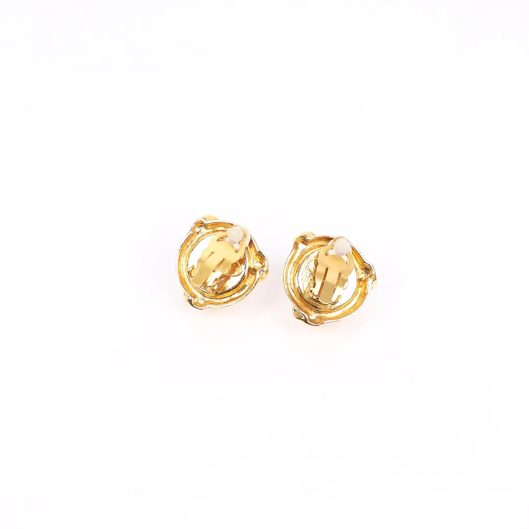 Christian Dior Vintage Swirl Gold Faux Pearl Earring