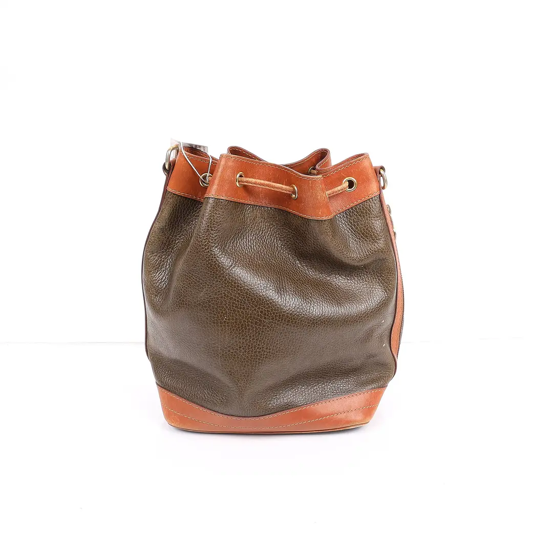 Celine Triomphe Brown Grained Leather Bucket Bag