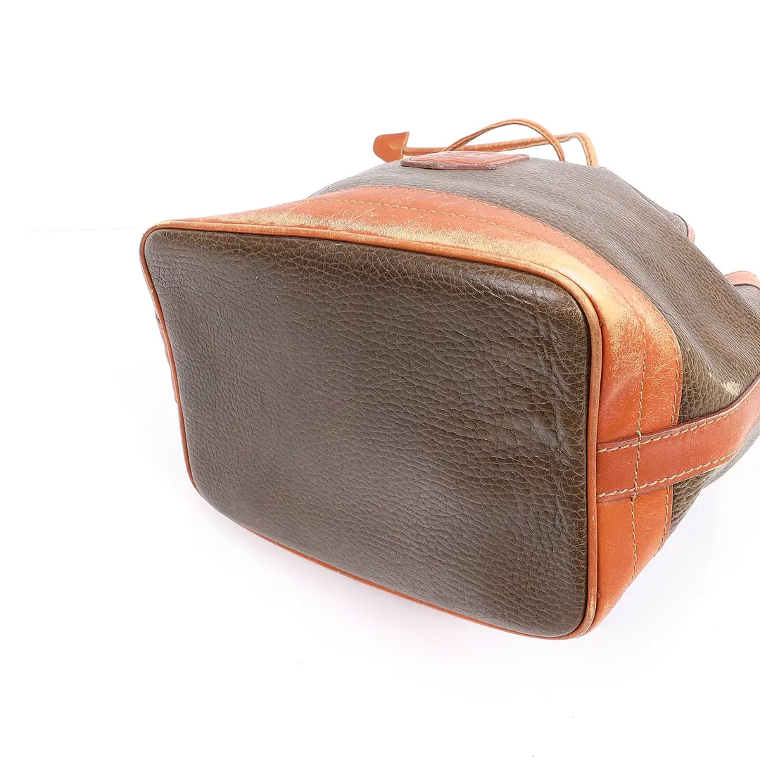 Celine Triomphe Brown Grained Leather Bucket Bag
